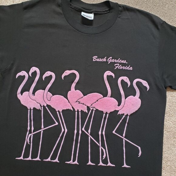 Vintage 90s Busch Gardens FL Flamingos Sz Medium Single Stitch USA Made T-Shirt - Picture 2 of 6
